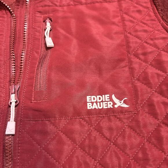 Eddie Bauer Women's Medium Red Jacket Quilted Full-Zip Fleece - Picture 4 of 13